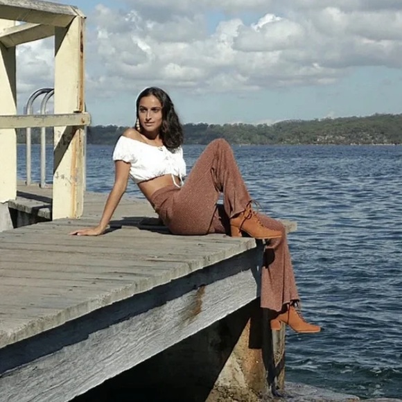 Spell and the gypsy collective Margot Knit Bell Bottom Pants NWT - Picture 2 of 8